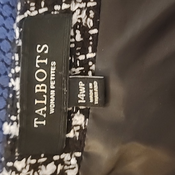 TALBOTS WOMEN Black and White Tweed Classic A-Line Skirt Size 14WP - Picture 4 of 6